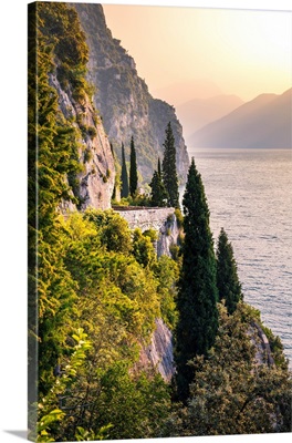 Scenic SS45 Road On The West Side Of Garda Lake, Brescia District, Lombardia, Italy