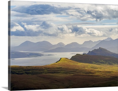 Scotland, Highlands, Isle of Skye, Landscape of the island seen from The Storr