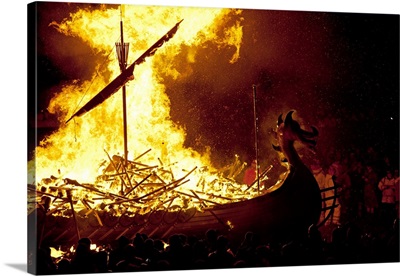Scotland, The spectacular burning of the Galley after the night torch procession