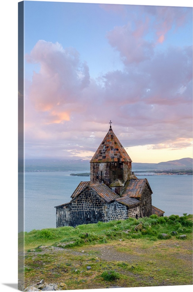 Sevanavank church on Lake Sevan at sunset, Sevan, Gegharkunik Province, Armenia.