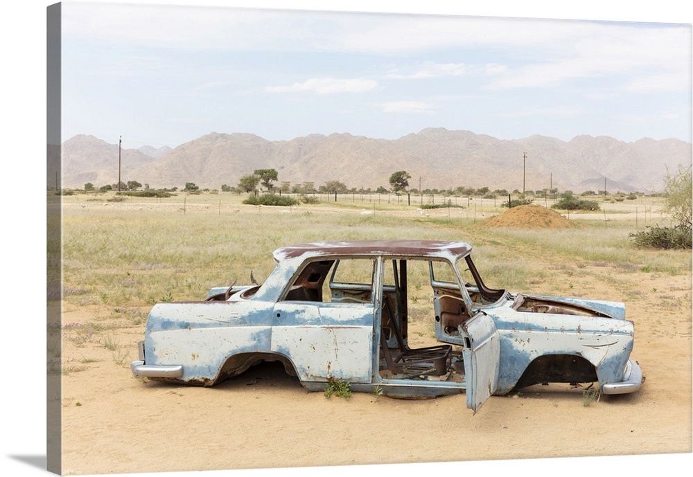Shell Of An Old Car At The Remote Settlement Of Solitaire, Khomas Region, Namibia