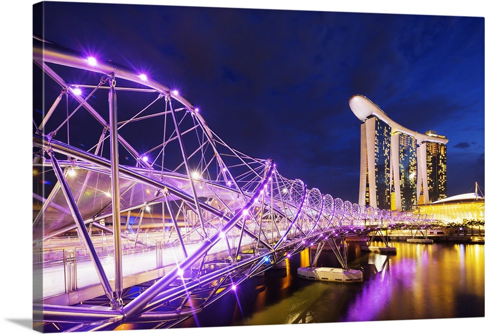 South East Asia, Singapore, Marina Bay Sands and Helix bridge.