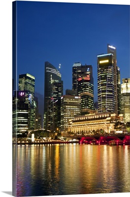 Singapore, Singapore, Marina Bay, The central business district skyline at dusk