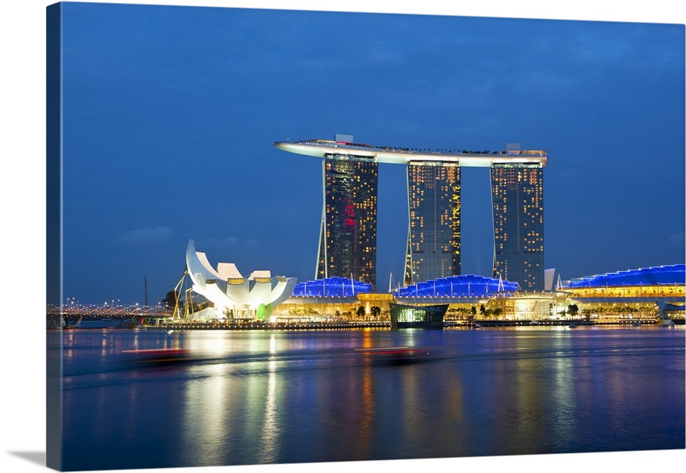 Singapore, Singapore, Marina Bay. The Marina Bay Sands Singapore. The hotel complex includes a casino, shopping mall and t...