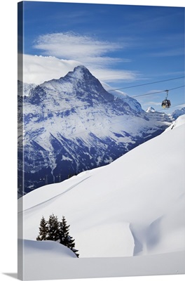 Ski Gondola lift and North face of the Eiger, Grindelwald, Jungfrau, Switzerland