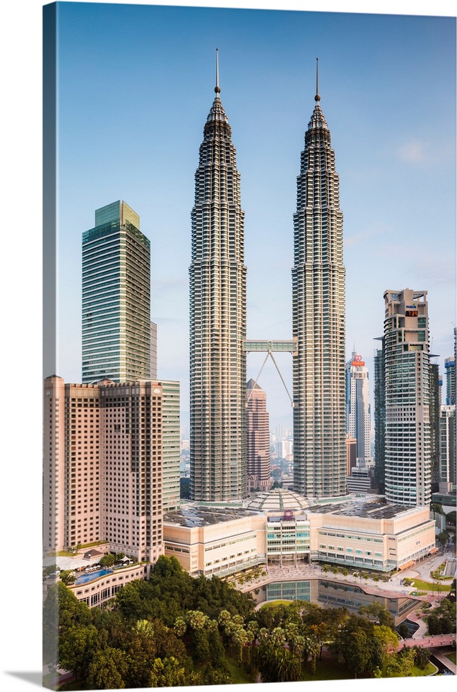 Skyline with KLCC and Petronas towers, Kuala Lumpur, Malaysia.