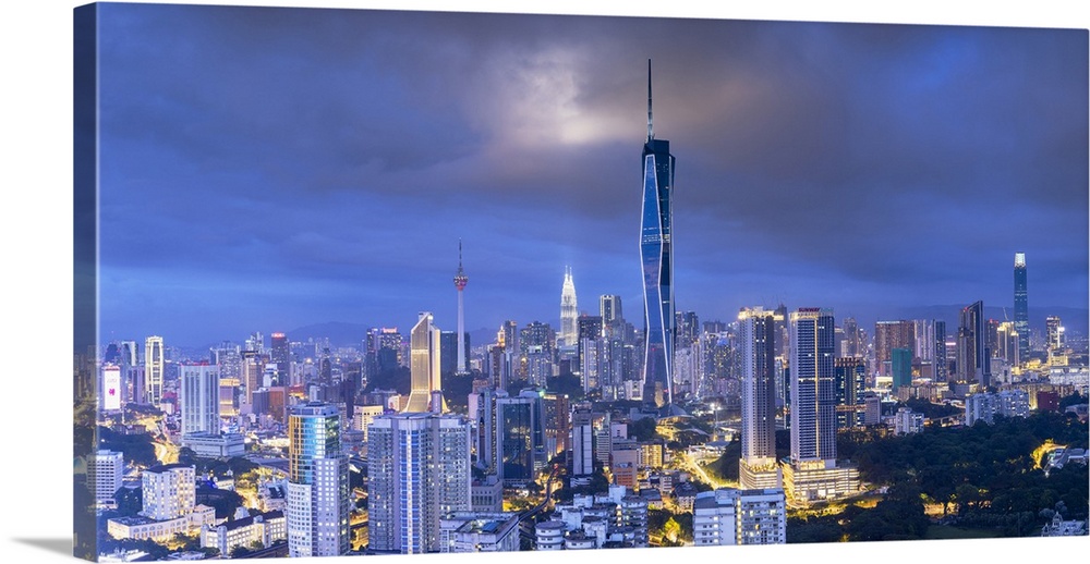 Skyline With Merdeka 118 Skyscraper At Dusk, Kuala Lumpur, Selangor, Malaysia