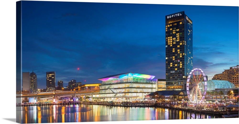 Sofitel Hotel And International Convention Centre In Darling Harbour At Dusk, Sydney, New South Wales, Australia