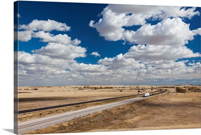 South Dakota, Cactus Flat, elevated view of Interstate highway I-90