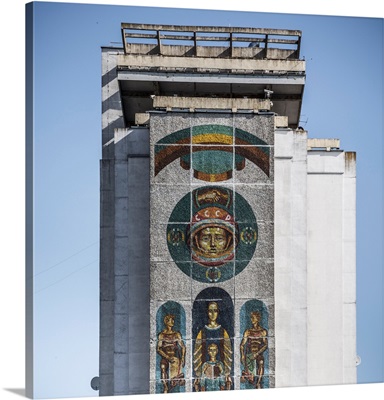 Soviet Wall Murals On Apartment Building In Minsk, Belarus