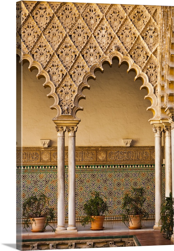 Spain, Andalucia Region, Seville Province, Seville, The Alcazar, Moorish arches
