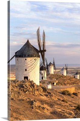 Spain, Castile La Mancha, Consuegra. Famous windmills