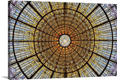 Spain, Catalonia, Barcelona, Palau De La Musica, Modernist Glass Ceiling