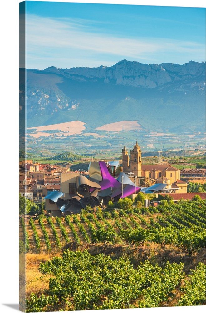 Spain, Basque Country, Alava province, Elciego. The Marques de Riscal luxury hotel designed by Frank Gehry.