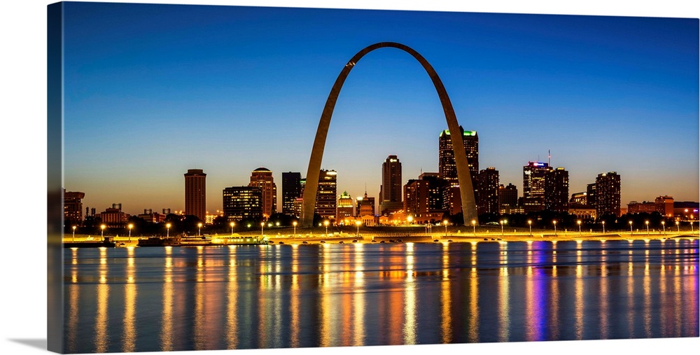 St. Louis Skyline At Night, Missouri, USA