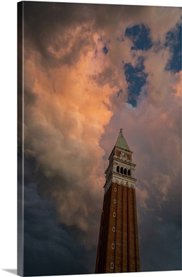 St. Mark's Campanile Under A Stormy Sky, Venice, Veneto, Italy