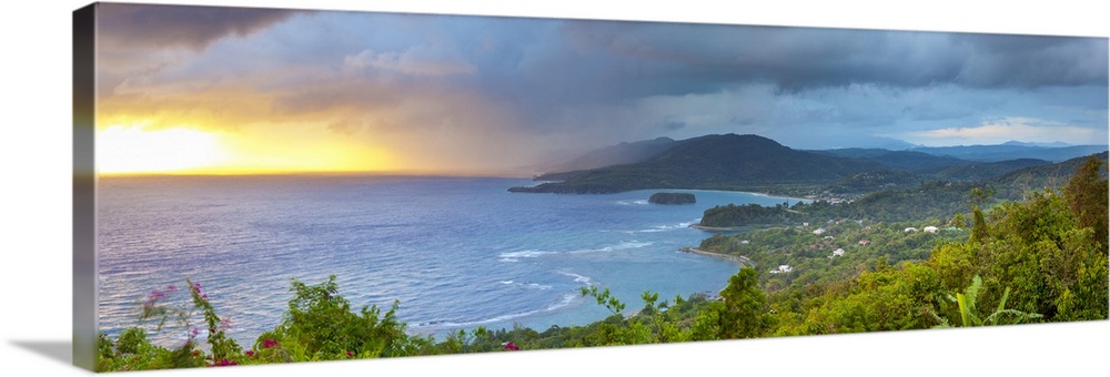 Elevated view over dramatic coastline from Noel Cowards "Firefly", Roundhill, St. Mary Parish, Jamaica, Caribbean