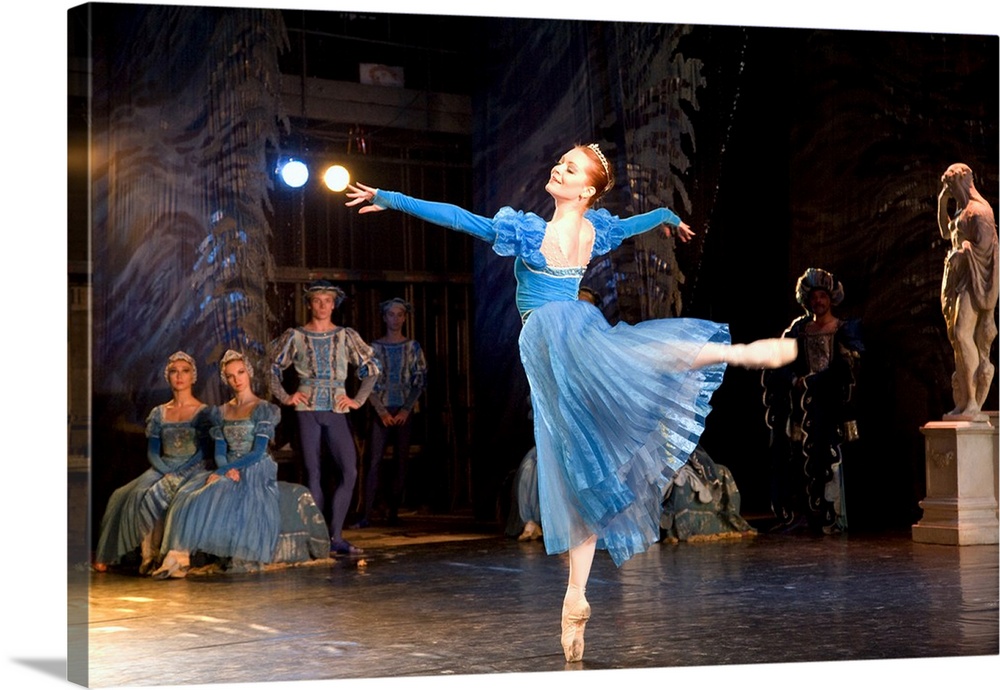 Russia, St.Petersburg, A ballet dancer doing a pirouette in her solo piece during Tchaikovsky's 'Swan Lake'.