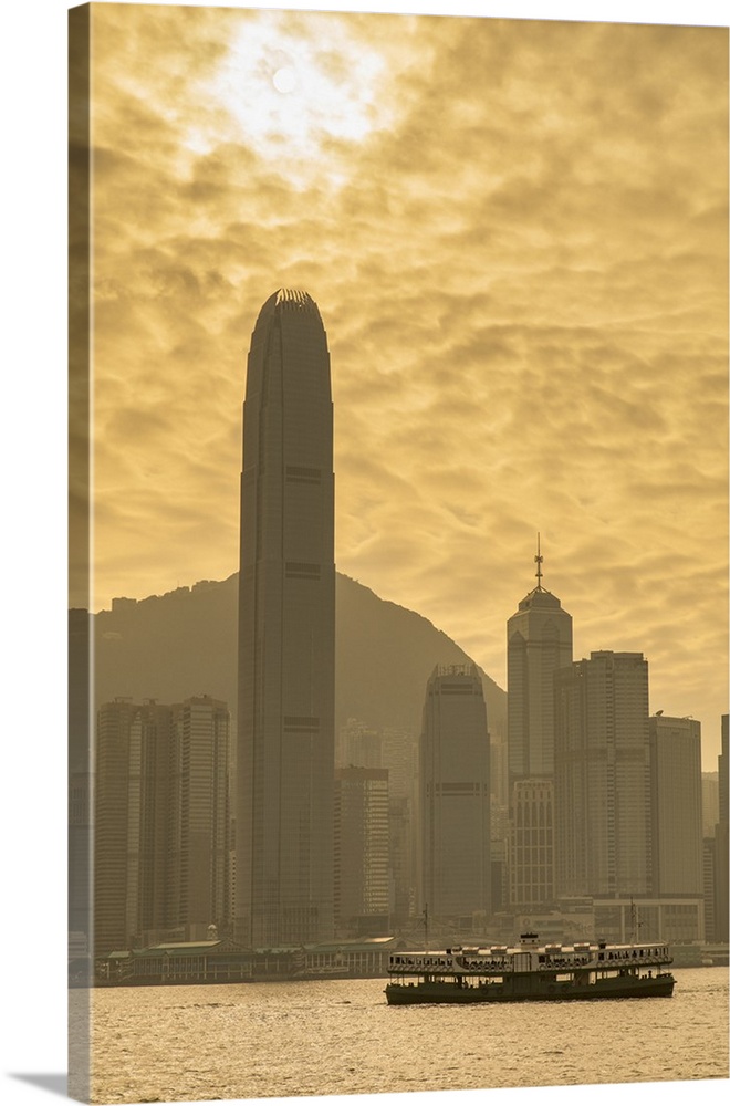 Star Ferry and Hong Kong skyline, Hong Kong, China.