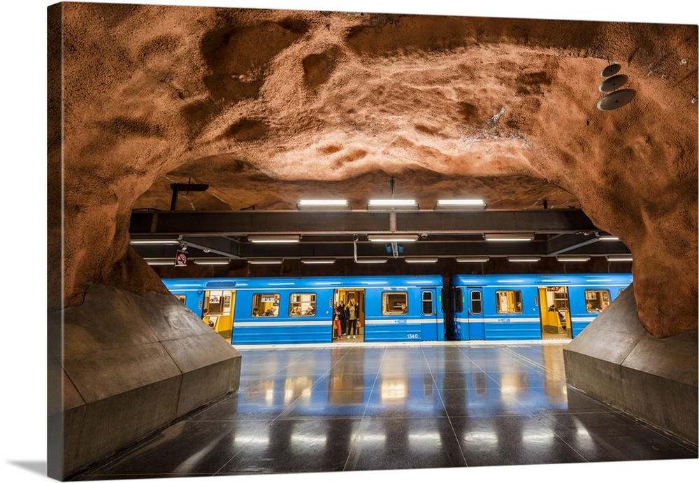 Stockholm, Sweden, Northern Europe. Decorated underground metro station.