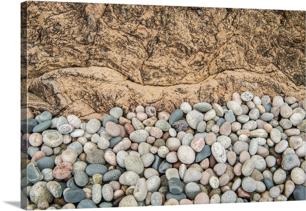 Stone Beach Pebbles And Rock Outcrops, Batchawana Bay, Ontario, Canada