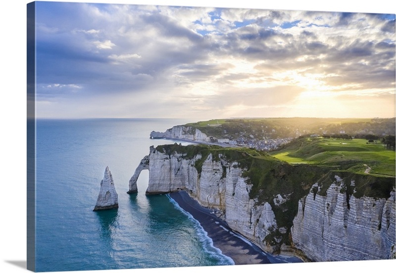 Sunrise Over The Cliff Of Etretat, Le Havre, Seine Maritime, Normandy ...
