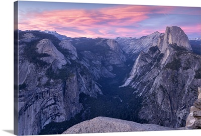 Sunset above Yosemite Valley and Half Dome, Yosemite, California