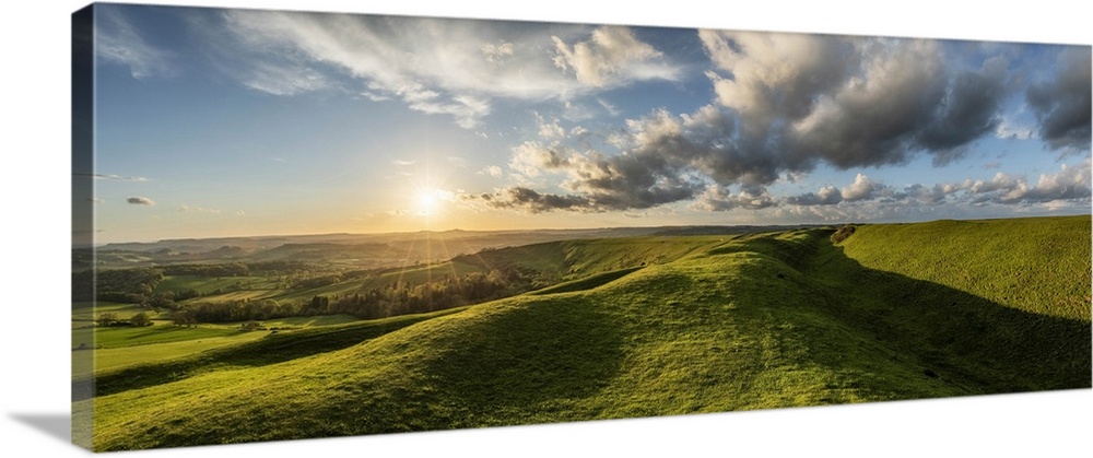 Sunset from Eggerdon Hill Iron Age Hill Fort, Dorset, England, UK.