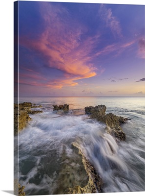 Sunset On The Caribbean Sea Along Grand Cayman's Ironshore