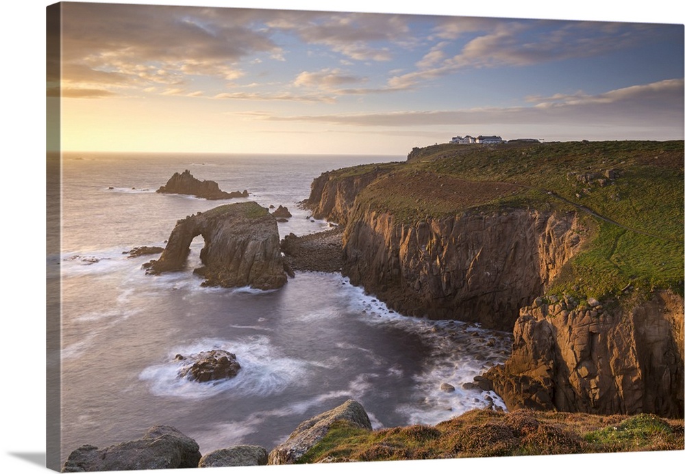 Sunset over Land's End on the western tip of Cornwall, England. Autumn, September, 2015.