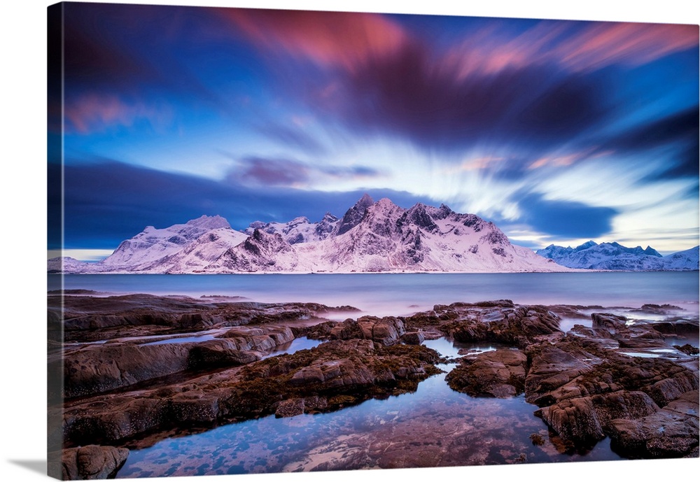 Sunset Sky Over Flakstad, Lofoten Islands, Norway