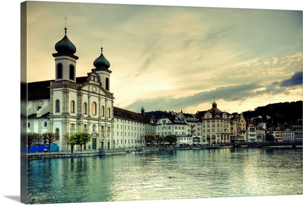 Switzerland, Lucern (Luzern), Jesuit Church and River Reuss
