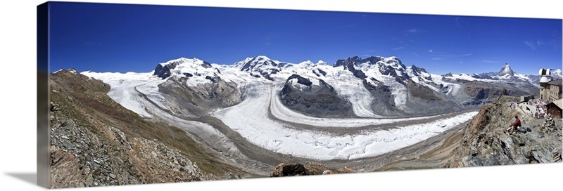 Switzerland, Valais, Zermatt, Gornergrat mountain, Monte Rosa and ...