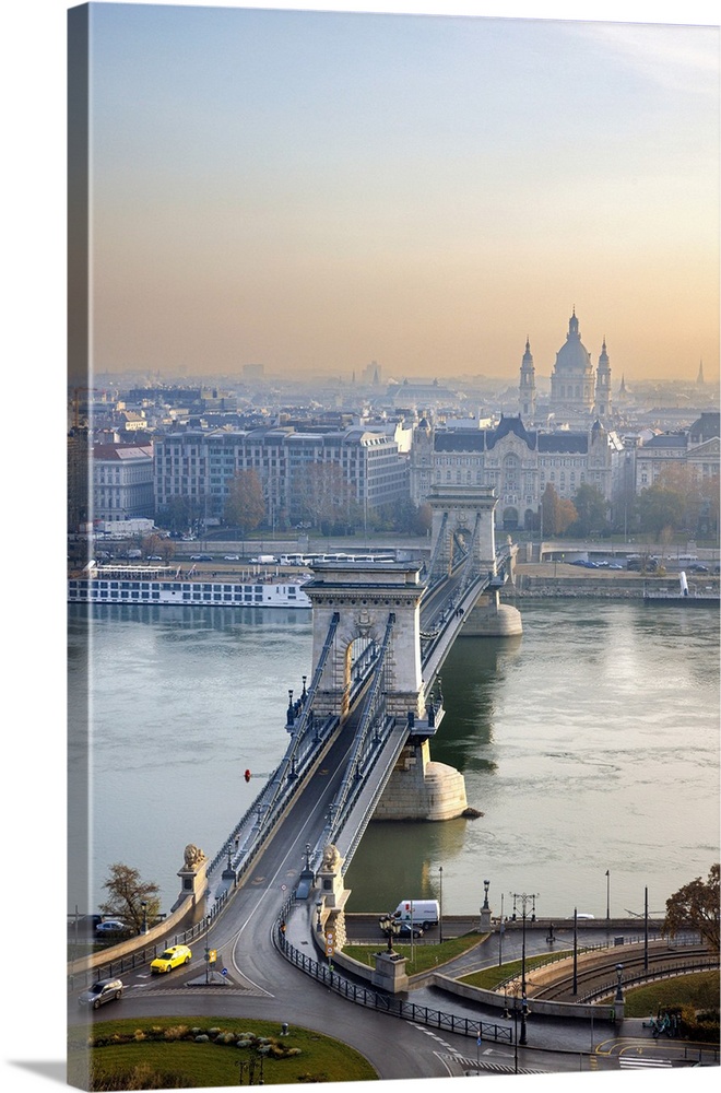 Szechenyi Chain Bridge And The Danube River, Budapest, Hungary