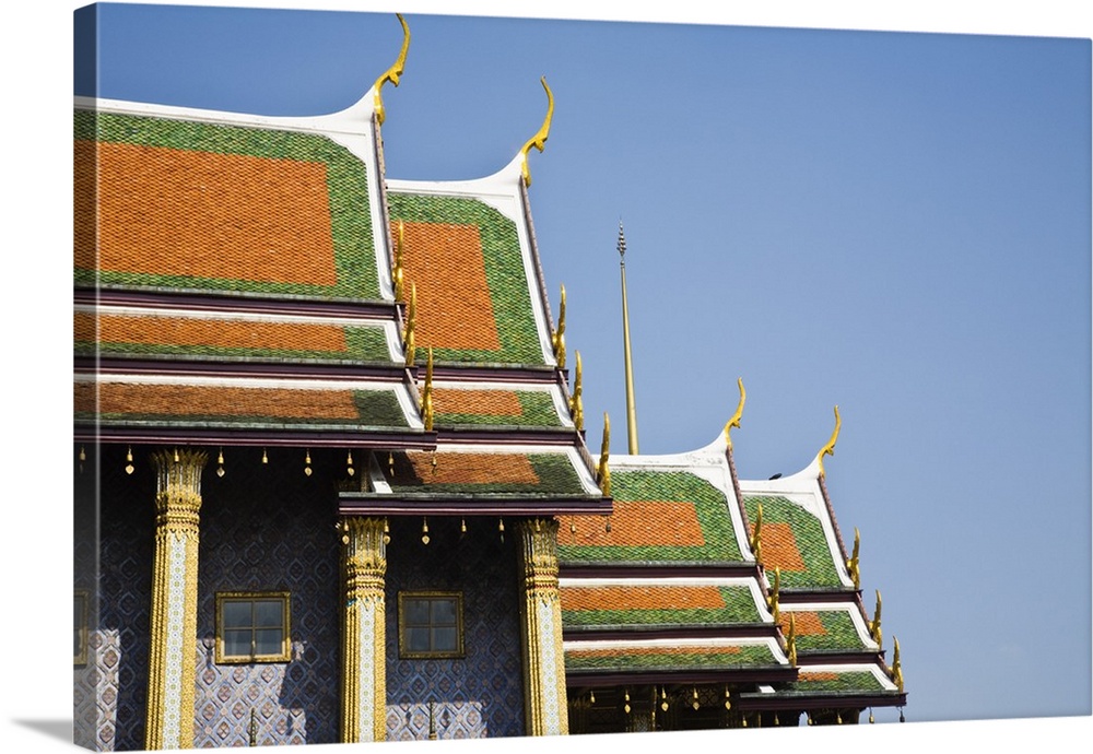 Thailand, Bangkok. Roof detail of Royal Pantheon at Wat Phra Kaew (Temple of the Emerald Buddha).