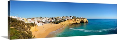 The Beach And Village Of Carvoeiro. Lagoa, Algarve, Portugal