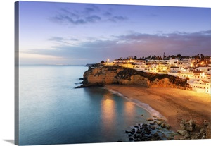 The beach of Carvoeiro at dusk. Algarve, Portugal image thumbnail