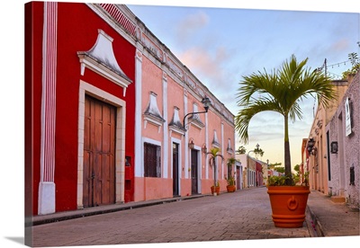 The Calzada De Los Frailes Street At Sunrise, Valladolid, Yucatan, Mexico