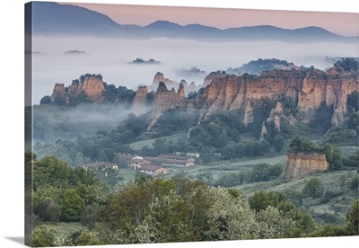 The characteristic landscape of the Balze seen from Piantravigne, Valdarno, Italy