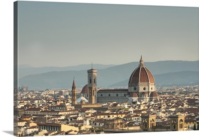 The Duomo with Brunelleschi Dome and Basilica di Santa Croce, Florence, Tuscany
