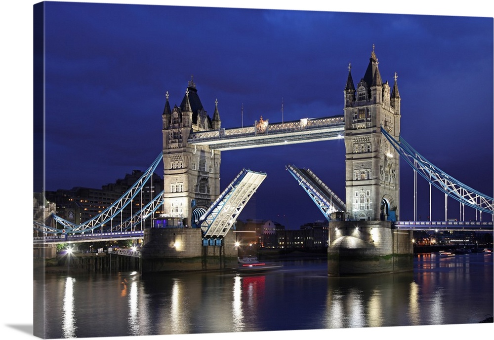 The famous Tower Bridge over the River Thames in London.