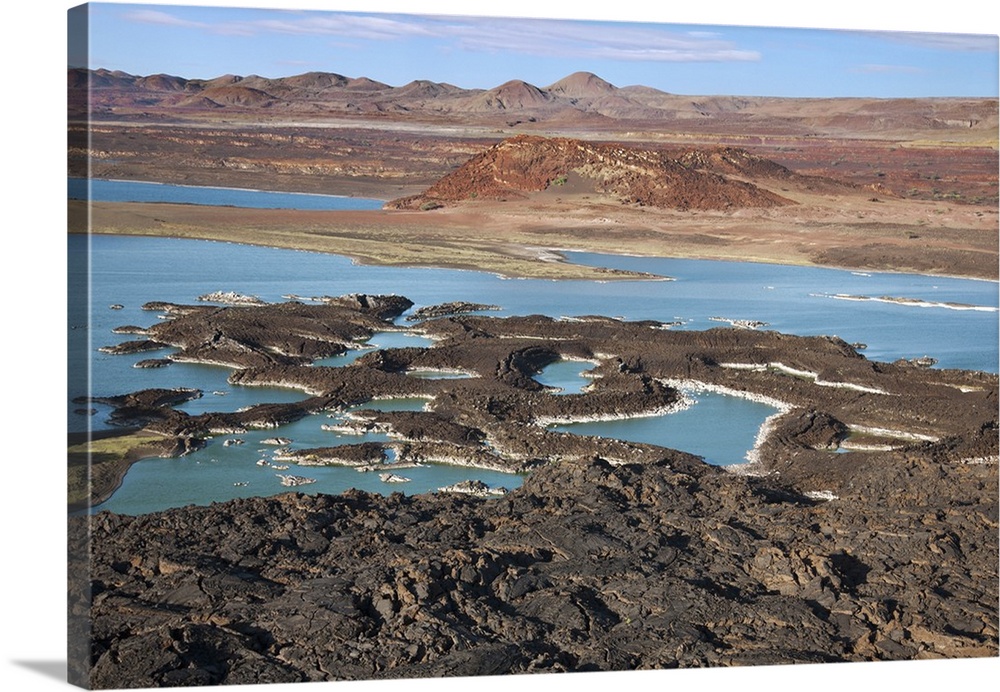 The inhospitable country at the southern end of Lake Turkana. The fresh-looking lava flows came from Teleki's Volcano whic...