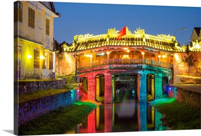 The Japanese Covered Bridge in Hoi An ancient town at night, Hoi An, Vietnam