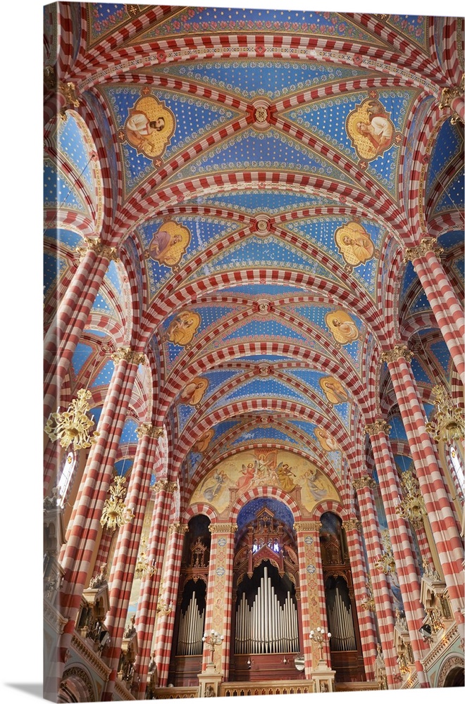 The painted interior ceiling of the Almagro Basilica (Spanish: Basilica de Maria Auxiliadora y San Carlos), Almagro, Bueno...