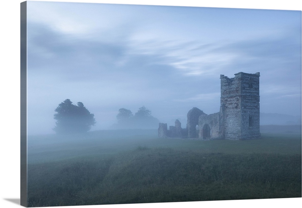The ruins of Knowlton Church at dawn, Knowlton, Dorset, England, UK.