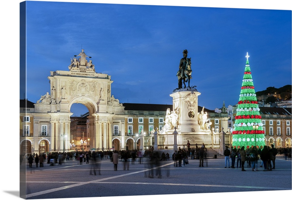 The traditional Christmas tree at Terreiro do Paco, the historic centre of Lisbon. Portugal.