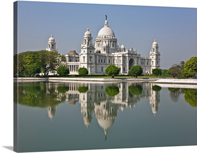 The Victoria Memorial building with its white marble domes, India