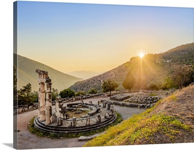 Tholos Of Delphi, Temple Of Athena Pronaia, Sunset, Delphi, Phocis, Greece