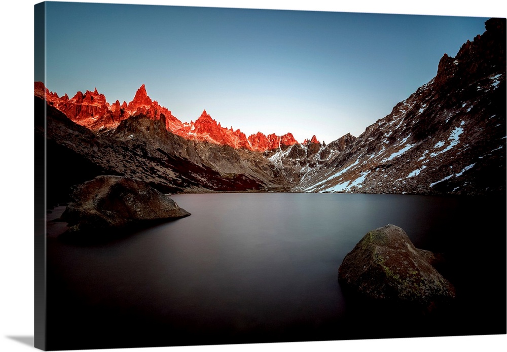 Toncek Lagoon and Cerro Catedral at sunrise, Nahuel Huapi National Park, Rio Negro Province, Argentina.