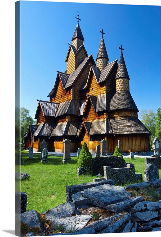 The impressive exterior of Heddal Stave Church, Norway's largest wooden Stavekirke, Notodden, Norway
